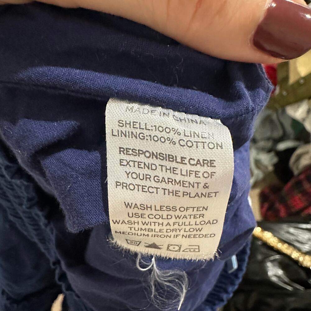 S Hill House Tuckernuck Navy Blue Ruffle Mini Skirt Linen - Picture 4 of 4